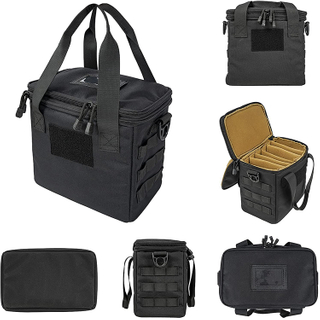 Well Designed Black Water-resistant Durable Tactical Ammo Bag Pistol Range Bag With 5 Removable Dividers