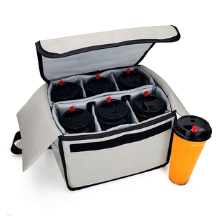 New Stylish Insulated Reusable Drink Carrier with Adjustable Dividers Clear Pocket(EPZ-234)