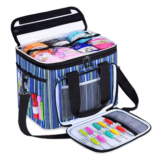 New Product High Capacity Striped Yarn Storage Tote Roomy Interior Knitting Bags(EPZ-502)