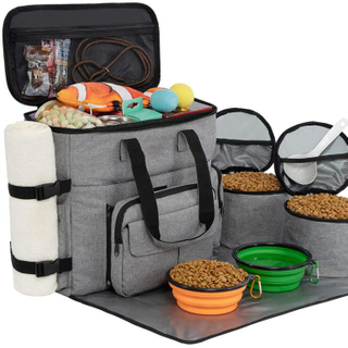 Dog Travel Bag Airline Approved Pet Travel Bag with Shoulder Strap with Dog Food Container