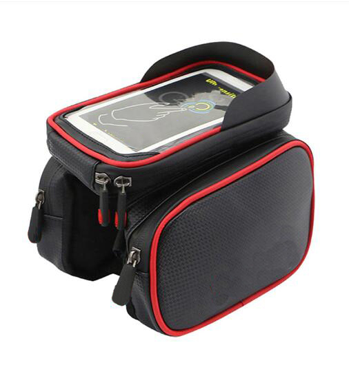 Front Bicycle Bag Waterproof Cycling Bike Frame Tube Bag Double Pouch Cycling Bags for 6.2inch Cell Phone Smartphone Case