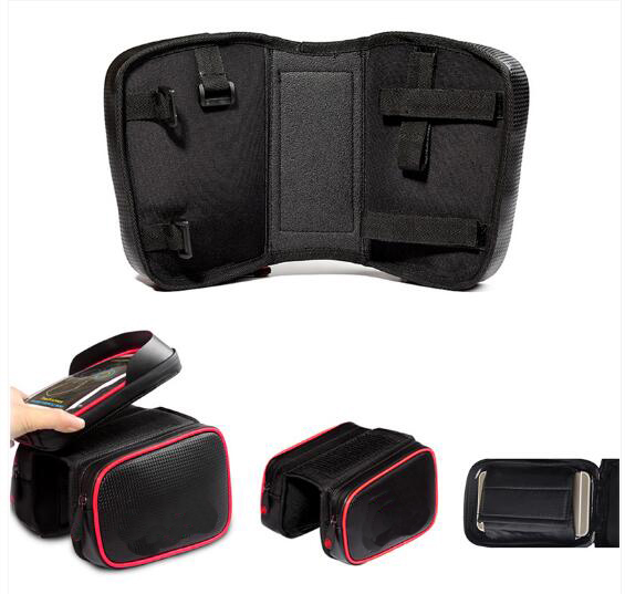 Front Bicycle Bag Waterproof Cycling Bike Frame Tube Bag Double Pouch Cycling Bags for 6.2inch Cell Phone Smartphone Case