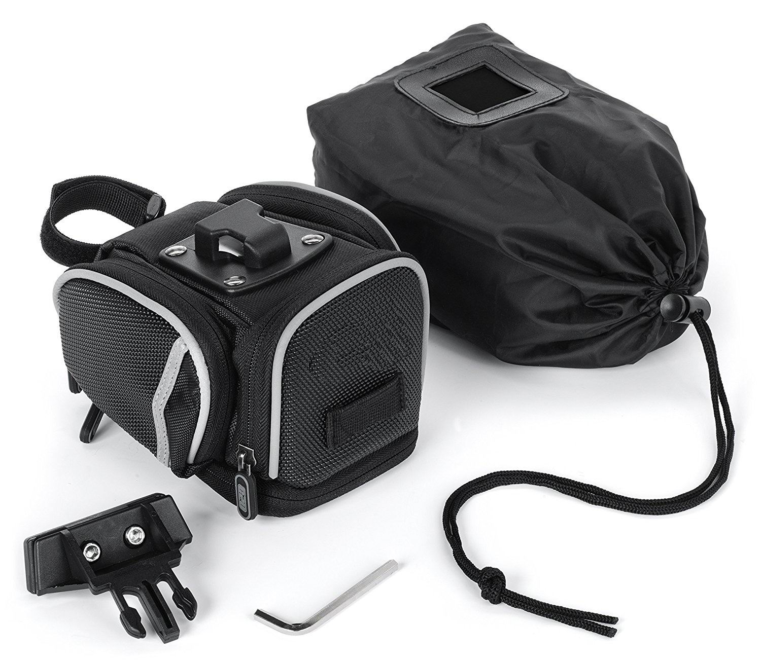 Bike Saddle Bag - 4 Compartment & Pocket Clip On Bicycle Under Seat Pack To Carry All Your Important Biking Accessories For Cycling