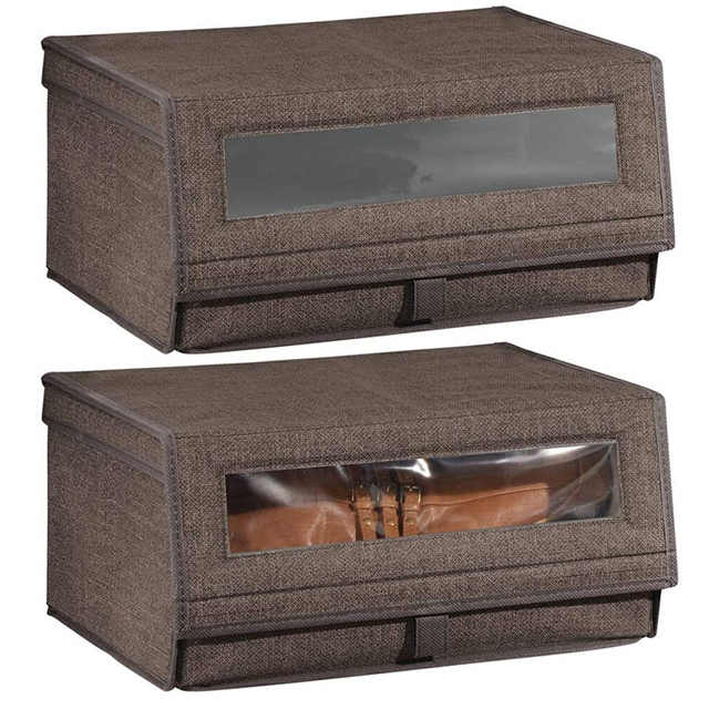 Factory Direct 2 Pack Large Shoe Box Storage with Clear Window and Hinged Lid(EPZ-276)