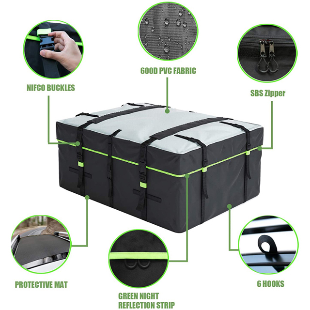 Hot Sell Durable 19 Cubic Feet Waterproof Rooftop Cargo Carrier Car Roof Bags(EPZ-506)