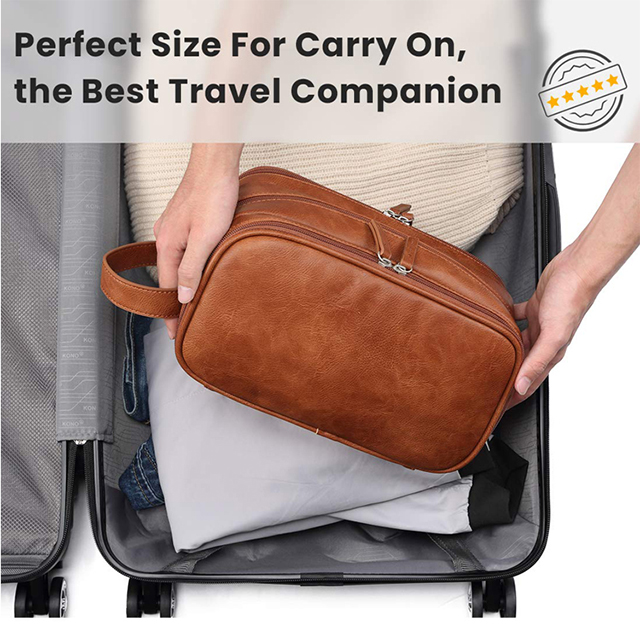 Hot Sell Large Capacity Waterproof Leather Toiletry Bag with Sturdy Handle(EPZ-225)