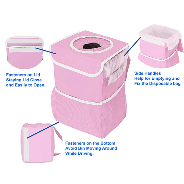 Amazon Hot Selling Waterproof Car Trash Bag with Lid and Storage Pockets(EPZ-157)