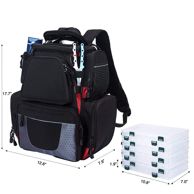 Factory Direct Outdoor Large Waterproof Fishing Tackle Bag with 4 Tackle Box (EPZ-172)