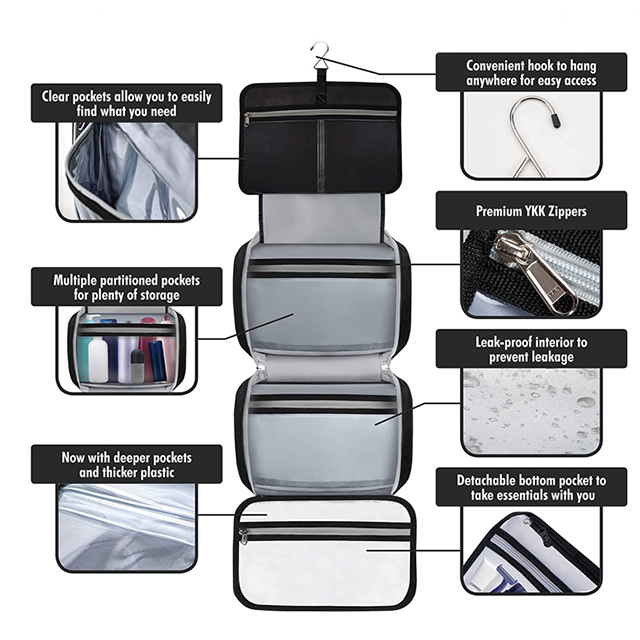 Amazon Hot Selling Leak Proof Detachable Compartment Mens Toiletry Bag(EPZ-221)