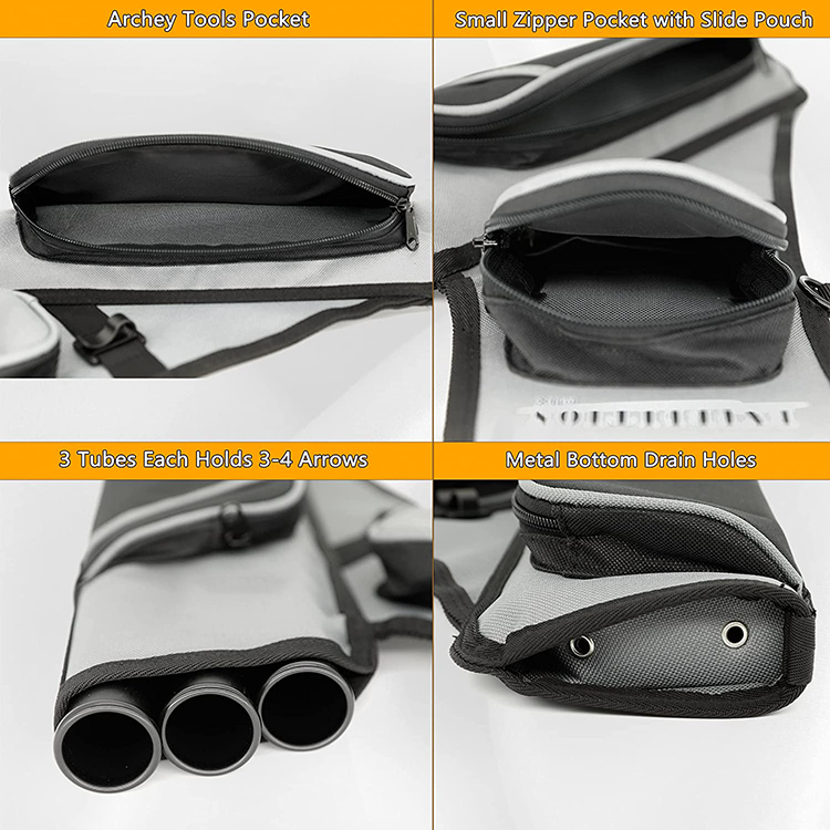 Well Sale Outdoor Polyester 3 Tubes Hunting Arrow Bag Archery Pack With Release Pockets And Belt