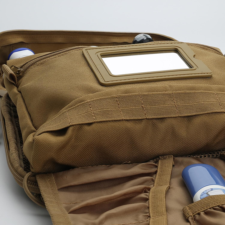 Durable and Multi-Pocket Hanging Tactical Toiletry Bag with Mirror for Travel