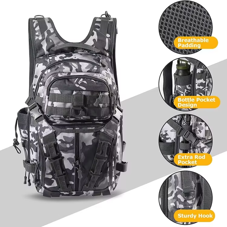 Waterproof Lightweight Scratch Resistant Fishing Backpack with Rod Holder