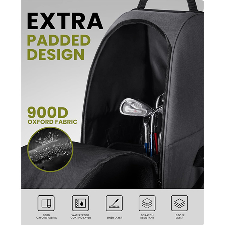900D Heavy Duty Oxford Wear-Resistant and Waterproof Golf Travel Bag with Reinforced Wheels