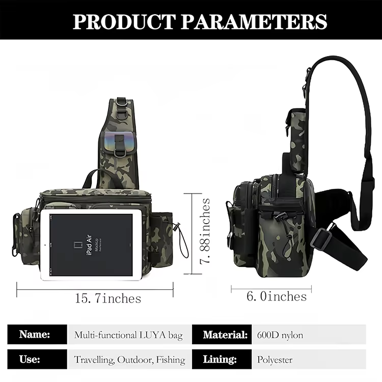 Functional Scratch-proof Fishing Tackle Bag with Trays Fishing Fanny Pack with Rod Holder