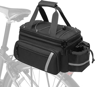 Bike Rack Bag with Rain Cover, Bike Trunk Cooler Handag Insulated Bicycle Rear Seat Pouch with 2 Side Foldable Panniers