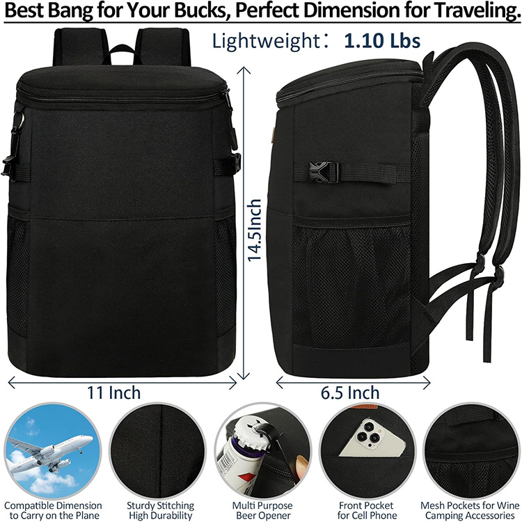 Insulated Backpack Large Capacity Leakproof Cooler Bag with Multiple Pockets for Camping Hiking Beach Picnic Travel