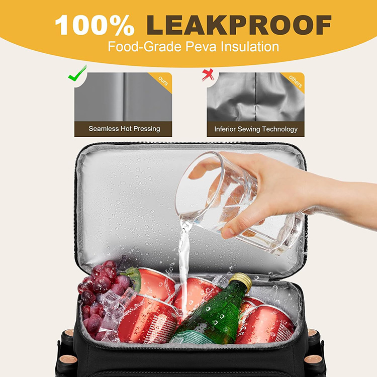 Insulated Leakproof Large Capacity Cooler Backpack with 2 Ice Packs for Camping Beach Picnic Hiking Work Lunches Travel