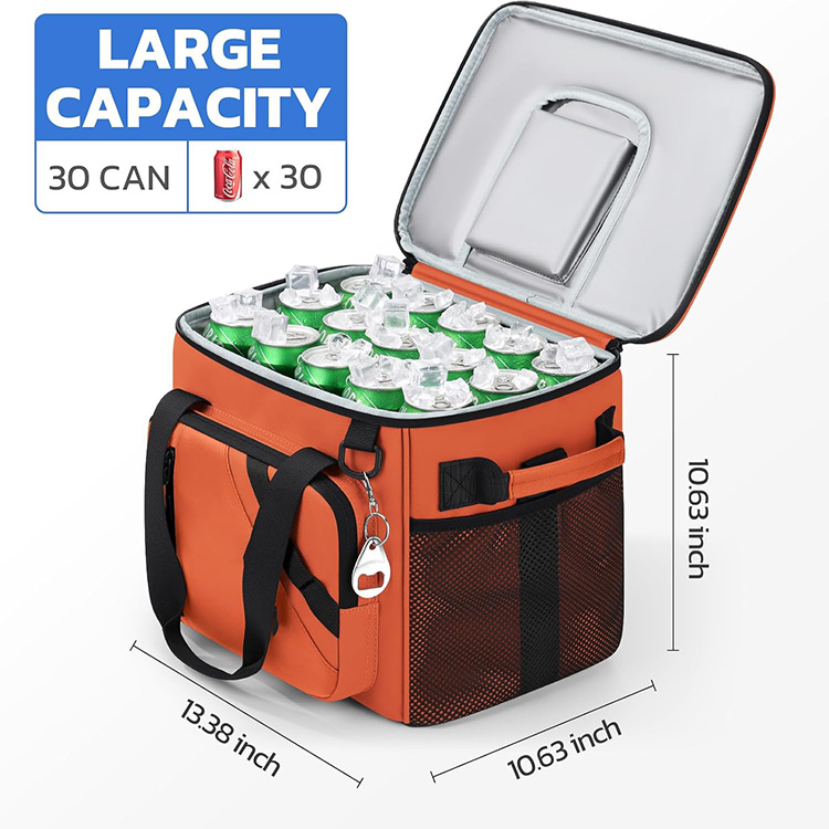 Double-Deck Leakproof Insulated Large Capacity Cooler Bag with Separate Compartments for Hot Cold Food Camping Picnic Travel