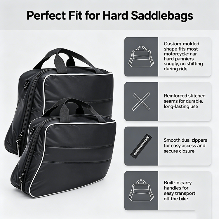 Waterproof Large Capacity Motorcycle Saddlebag with Rain Cover for Motorbike Touring Travel Outdoor Adventure Riding Storage