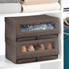 Factory Direct 2 Pack Large Shoe Box Storage with Clear Window and Hinged Lid(EPZ-276)