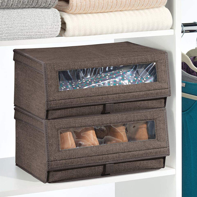 Factory Direct 2 Pack Large Shoe Box Storage with Clear Window and Hinged Lid(EPZ-276)