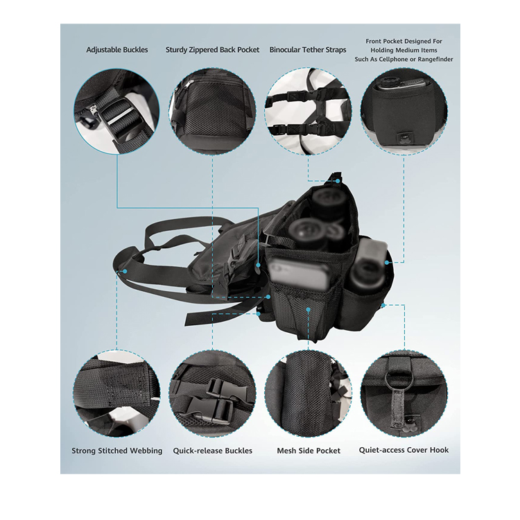 New Updating Nylon Water-resistant Hunting Binos Chest Bag Binoculars Hardness Case For Hunting Shooting Hiking