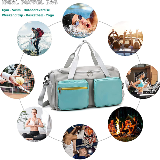 Gym Duffle Travel Bag with Shoes Compartment & Wet Pocket for Women Men Medium Waterproof Sports