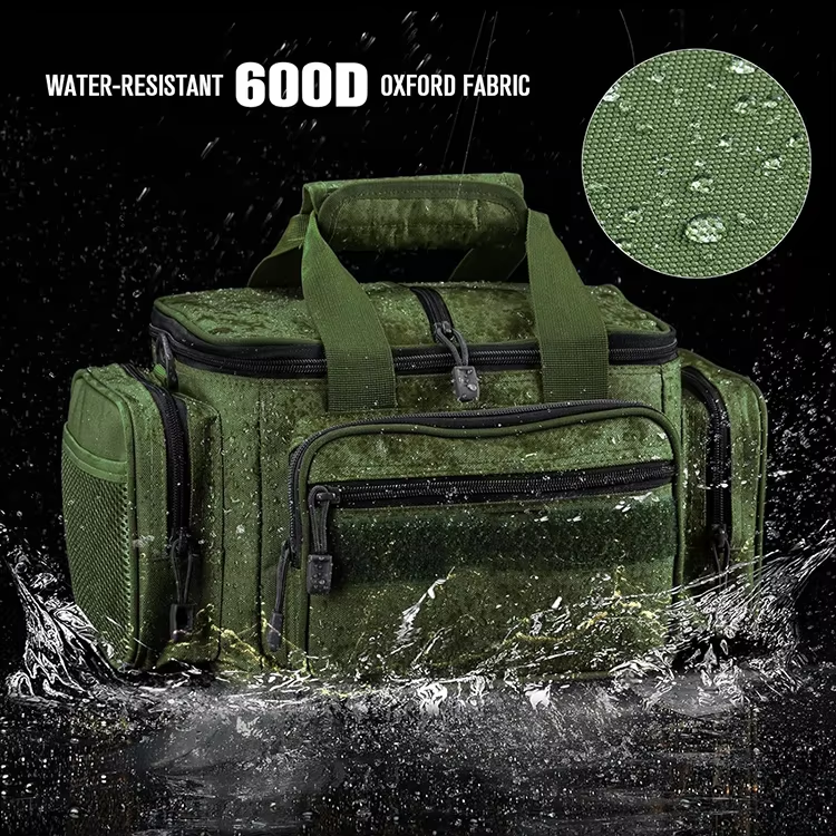 Water-Resistant Saltwater Fishing Bag Fishing Tackle Bag with Adjustable Shoulder Strap
