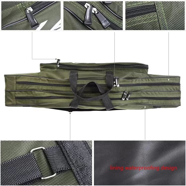 Double Layer Portable Foldable Fishing Rod Carry Bag Fishing Pole Bag