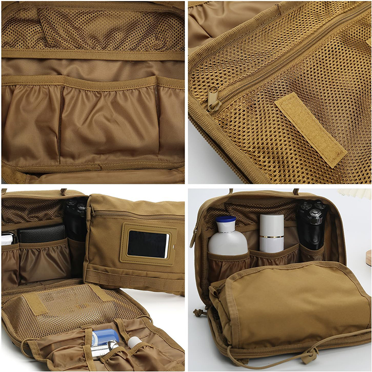 Durable and Multi-Pocket Hanging Tactical Toiletry Bag with Mirror for Travel