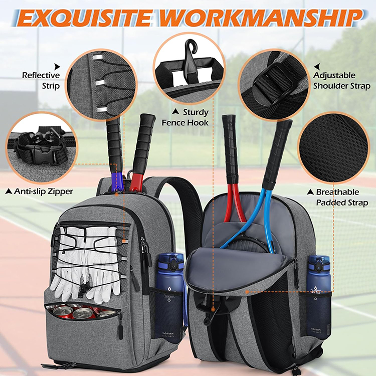 Well Designed Versatile Tennis Racket Bags Holds 2 Rackets with Insulated Pocket Ventilated Shoe Compartment