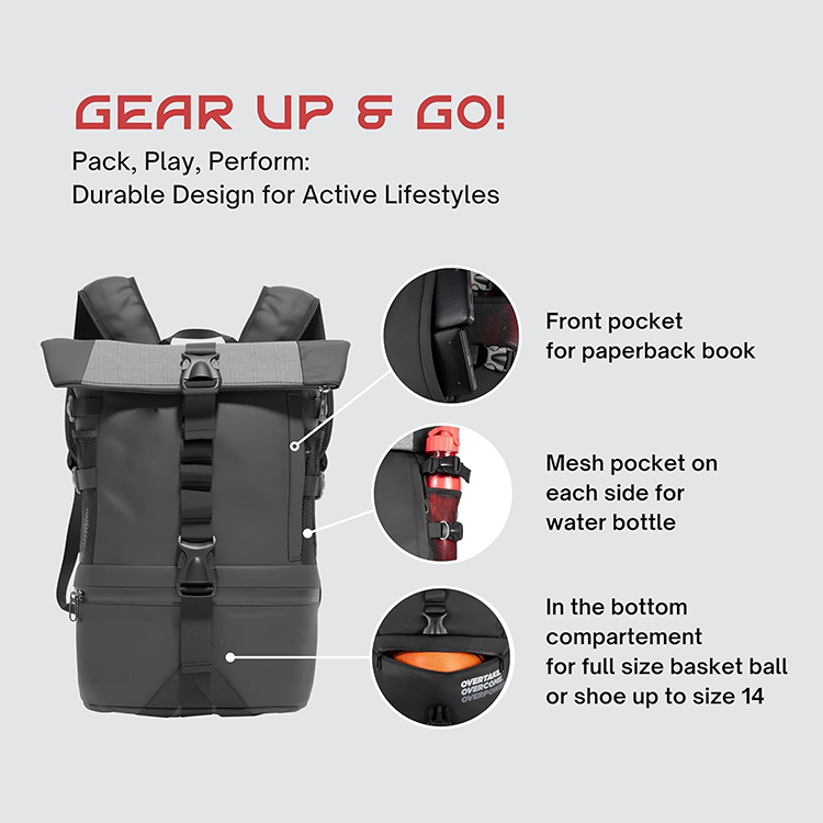 New Designed Waterproof Casual Sports Backpack with Shoe&Laptop Compartment