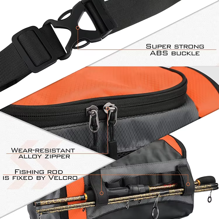 Functional Waterproof Fishing Waist Bag Fish Tactical Bag With Rod Holder