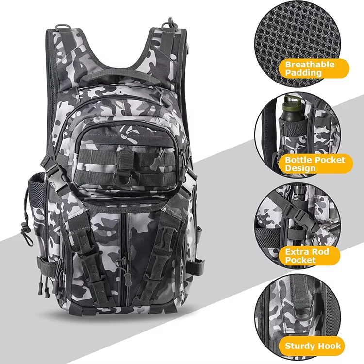 Waterproof Lightweight Scratch Resistant Tackle Bag Fishing with Rod Holder