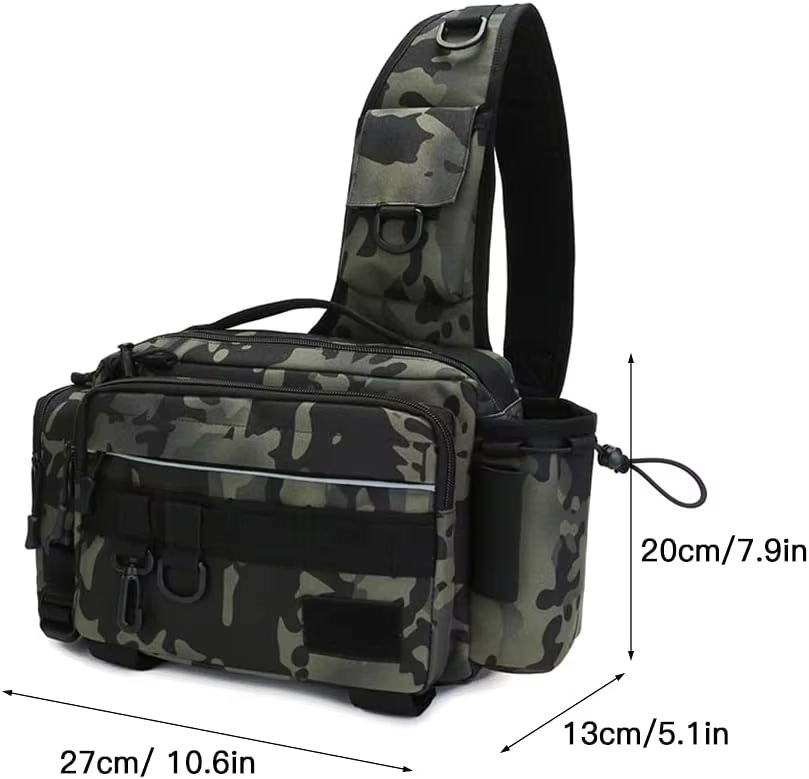 Functional Waterproof Multi-pockets Fishing Waist Bag Fishing Fanny Pack with Rod Holder
