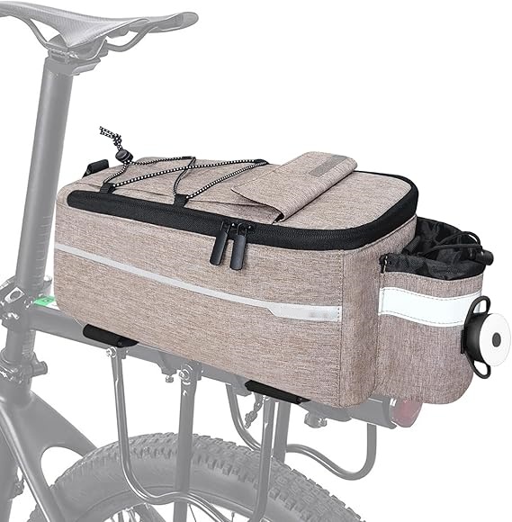 Bike Rear Rack Bag with Tail Light, Bike Truck Cooler Bag for Warm or Cold Items