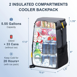 Lightweight Waterproof Leakproof Cooler Backpack with Side Pockets for Camping Picnic Beach Hiking Work Lunches Travel