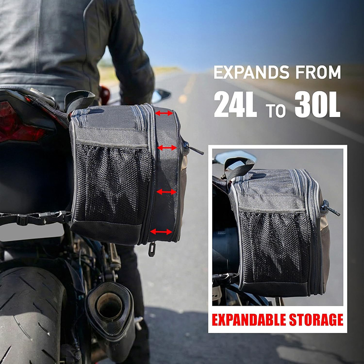 Expandable Waterproof Large Capacity Motorcycle Saddle Bag with Quick Release System for Touring Travel 