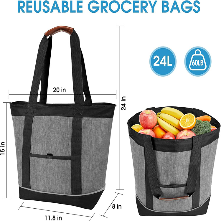 Large Leakproof Collapsible Insulated Lunch Bag with Shoulder Strap for Work Office Picnic Travel Outdoor Daily Meal Prep