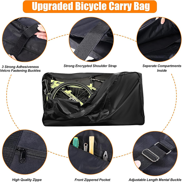 Large Capacity Durable Bike Travel Bag with Multi Compartments for Bicycle Transport Storage Outdoor Cycling Trip Protection