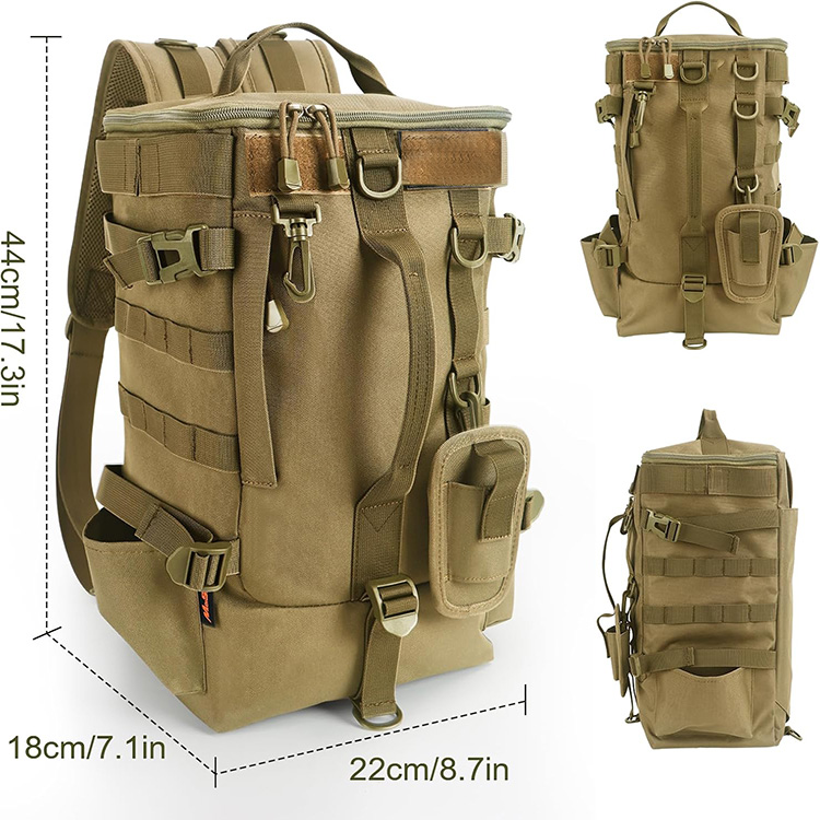 Waterproof 900D Oxford Fabric Large Capacity Fishing Tackle Backpack with Breathable Cushioned Straps for Outdoor Fishing