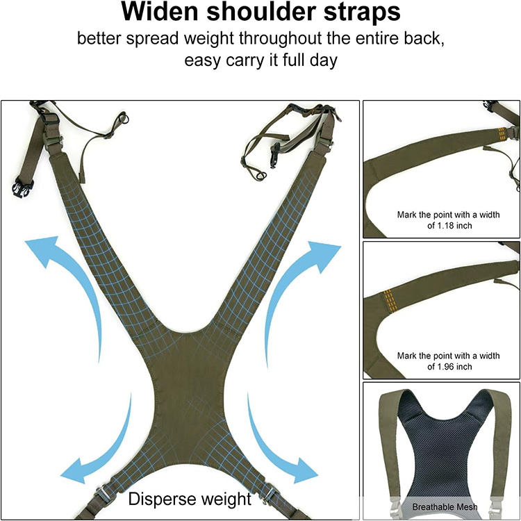 Nylon Lightweight Waterproof Tactical Chest Pack with Padded Adjustable Harness Straps for Hunting Bird Watching Shooting