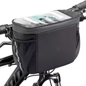 Insulated Hard Polyester Shell Waterproof Bicycle Handlebar Bag with Quick Release Mount for Cycling Picnic & Touring