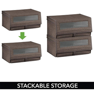 Factory Direct 2 Pack Large Shoe Box Storage with Clear Window and Hinged Lid(EPZ-276)