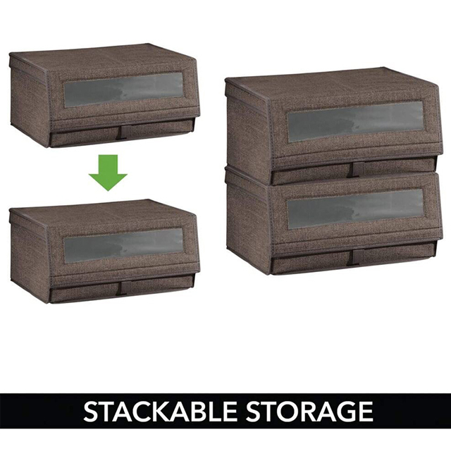 Factory Direct 2 Pack Large Shoe Box Storage with Clear Window and Hinged Lid(EPZ-276)