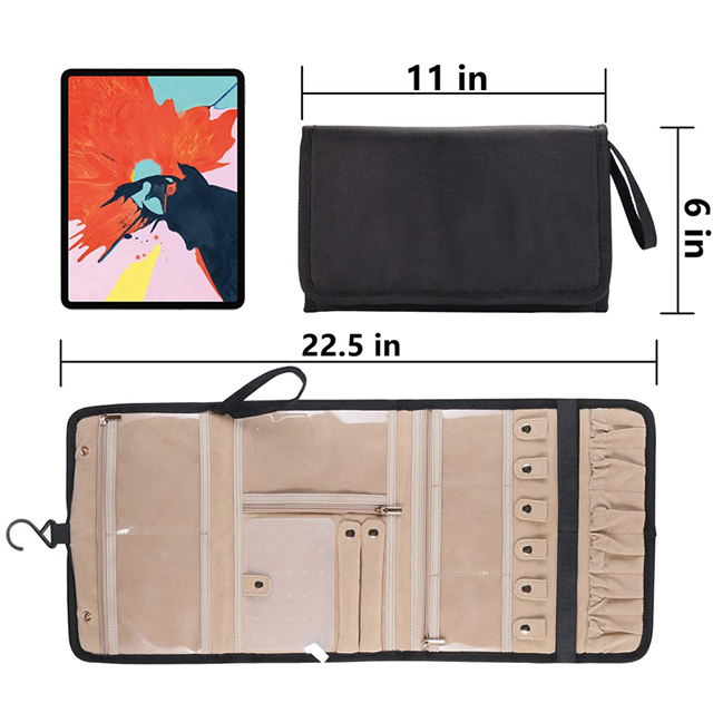 Factory Direct Foldable Hanging Travel Jewelry Organizer for Journey(EPZ-282)