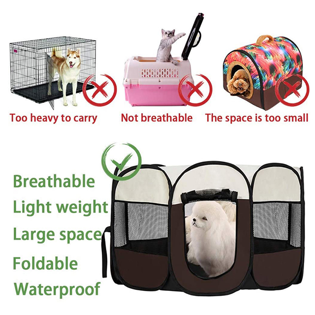 Portable Foldable Pet Playpen with Water Resistant and Removable Shade Cover(EPZ-605)