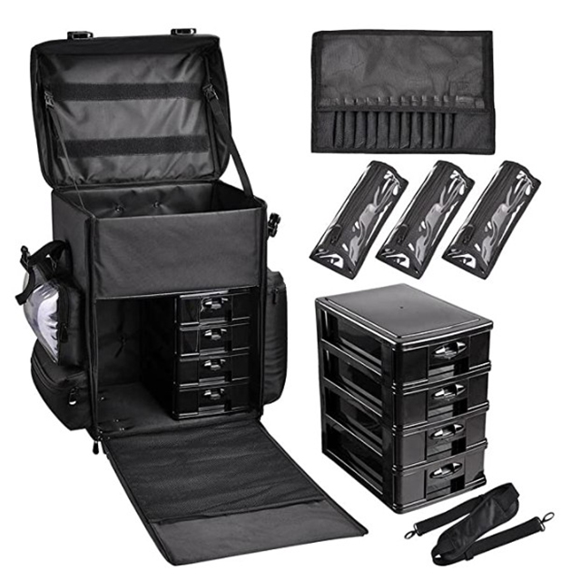 China Supplier 2 in 1 Soft Sided Rolling Makeup Case Trolley Make Up Case(EPZ-005)