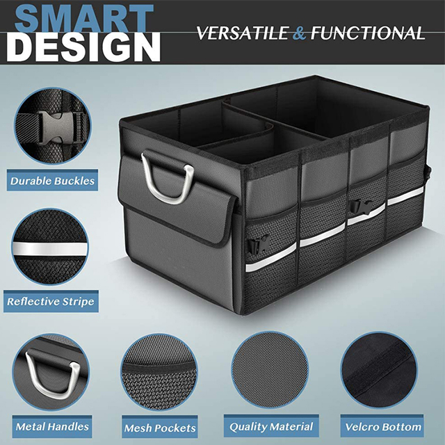 Hot Sell Foldable Cover Heavy Duty Collapsible Car Trunk Organizer with Lid(EPZ-146)