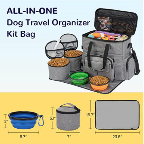 Dog Travel Bag Airline Approved Pet Travel Bag with Shoulder Strap with Dog Food Container